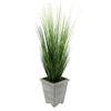 Artificial 4-foot PVC Grass in Washed Wood Planter