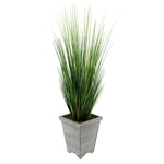 Artificial 4-foot PVC Grass in Washed Wood Planter