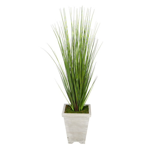 4-foot PVC Grass in Washed Wood Planter House of Silk Flowers®