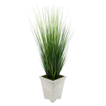 Artificial 4-foot PVC Grass in Washed Wood Planter