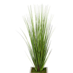 Artificial 4-foot PVC Grass in Washed Wood Planter