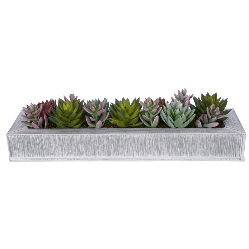 Artificial Pastel Succulent Garden in Farmhouse Zinc Vase House of Silk Flowers®