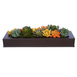 Artificial Orange/Yellow Succulents in Matte Brown Zinc Vase House of Silk Flowers®