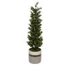 22-inch Boxwood Pencil Topiary in Small White/Gold/Grey Ceramic Pot House of Silk Flowers®