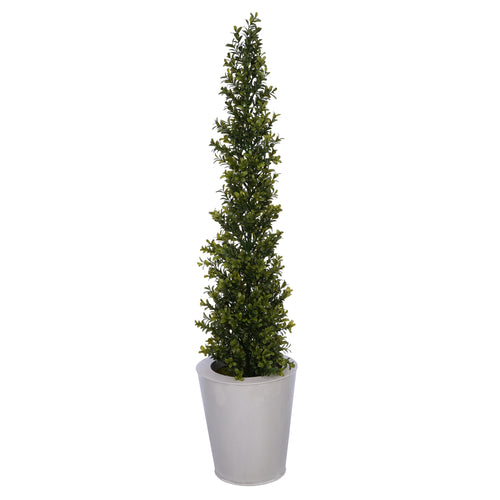 Artificial 36-inch Boxwood Pencil Topiary in Cream Zinc - House of Silk Flowers®