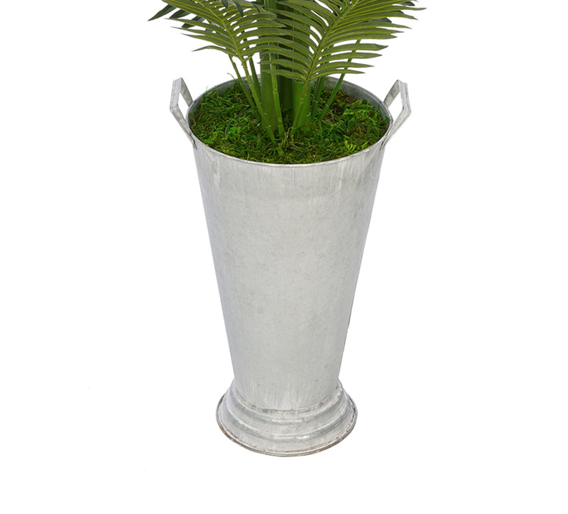 Artificial 4-1/2 foot Areca Palm in Galvanized Southern Farm Bucket