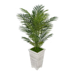 4-1/2 foot Areca Palm in Tall Washed Wood Planter House of Silk Flowers®