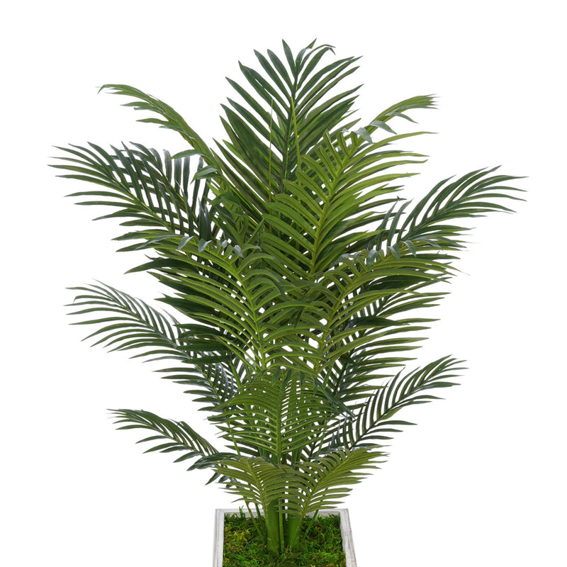 Artificial 4-1/2 foot Areca Palm in Tall Washed Wood Planter