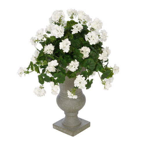 Faux Geranium in Grey Roman Urn Planter House of Silk Flowers®