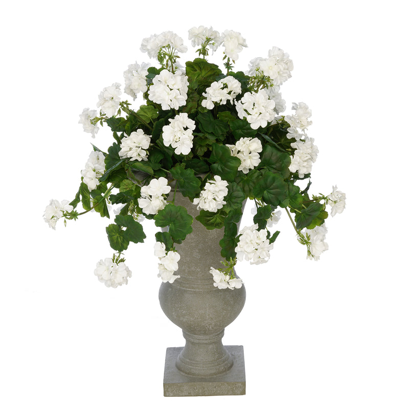 Faux Geranium in Grey Roman Urn Planter House of Silk Flowers®