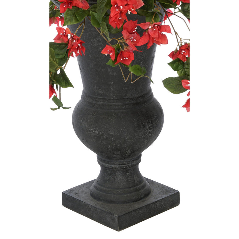 Faux Bougainvillea in Black-Washed Roman Urn Planter