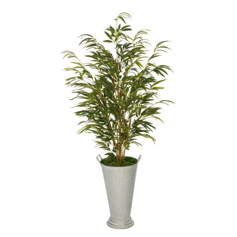 Faux 54-inch Bamboo in Galvanized Southern Farm Bucket