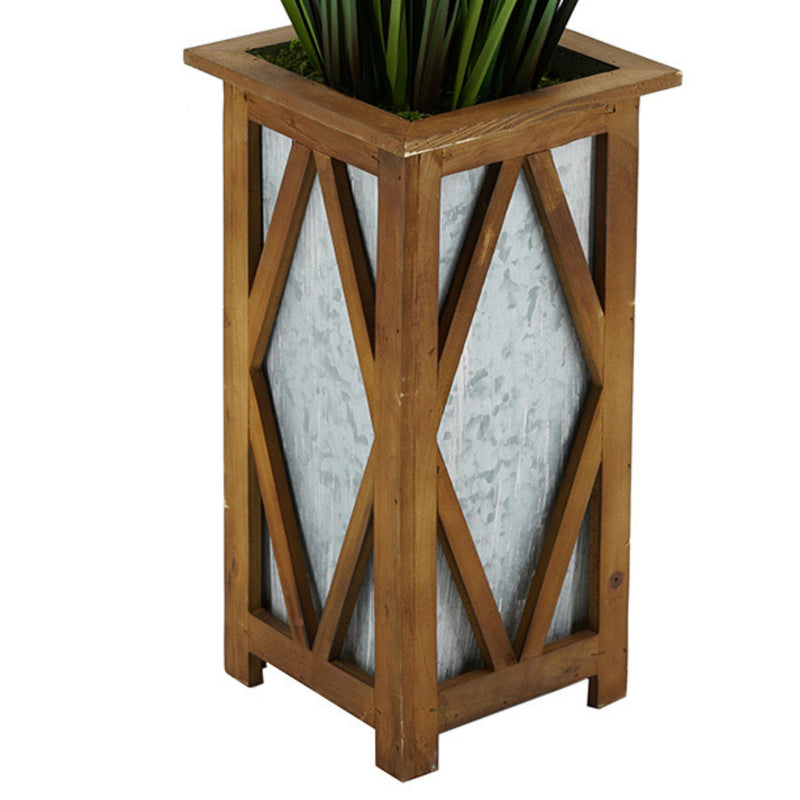 Artificial 50-inch Grass in Wood/Metal Planter