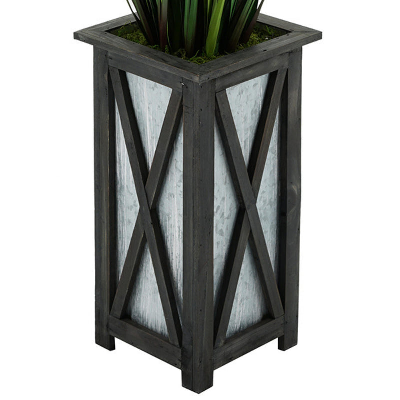 Artificial 50-inch Grass in Wood/Metal Planter