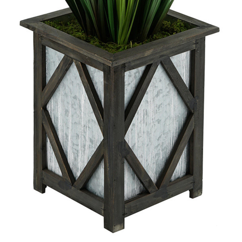 Artificial 46-inch Grass in Wood/Metal Planter