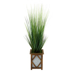 Artificial 46-inch Grass in Wood/Metal Planter Brown Diamond House of Silk Flowers®