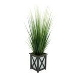 Artificial 46-inch Grass in Wood/Metal Planter Black Crisscross House of Silk Flowers®