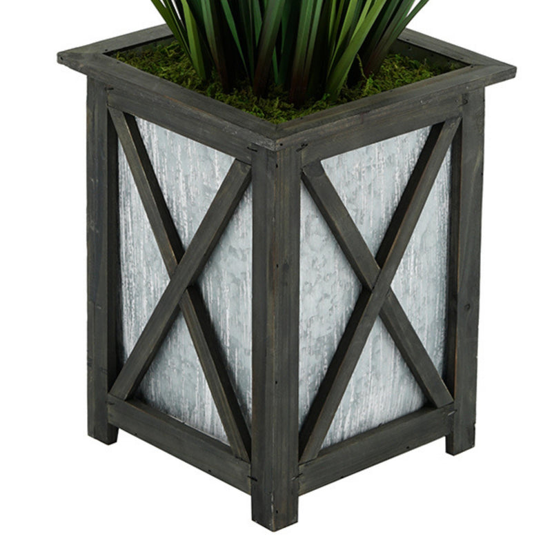 Artificial 46-inch Grass in Wood/Metal Planter