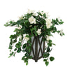 Faux Cream Trailing Hibiscus in Black Wood/Metal Planter