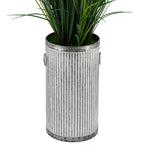 Artificial Marsh Grass in Ribbed Metal Planter