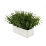 Artificial Green Farm Grass in 9" White Washed Wood Trough