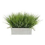 Artificial Frosted Farm Grass in 9" White-Washed Wood Trough with Rope Handles