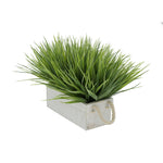 Artificial Frosted Farm Grass in 9" White-Washed Wood Trough with Rope Handles