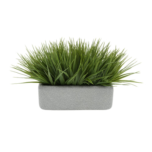 Artificial Green Farm Grass in 11" Grey Sandy Texture Ceramic