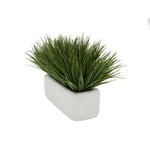 Artificial Green Farm Grass in 11" White Sandy Texture Ceramic