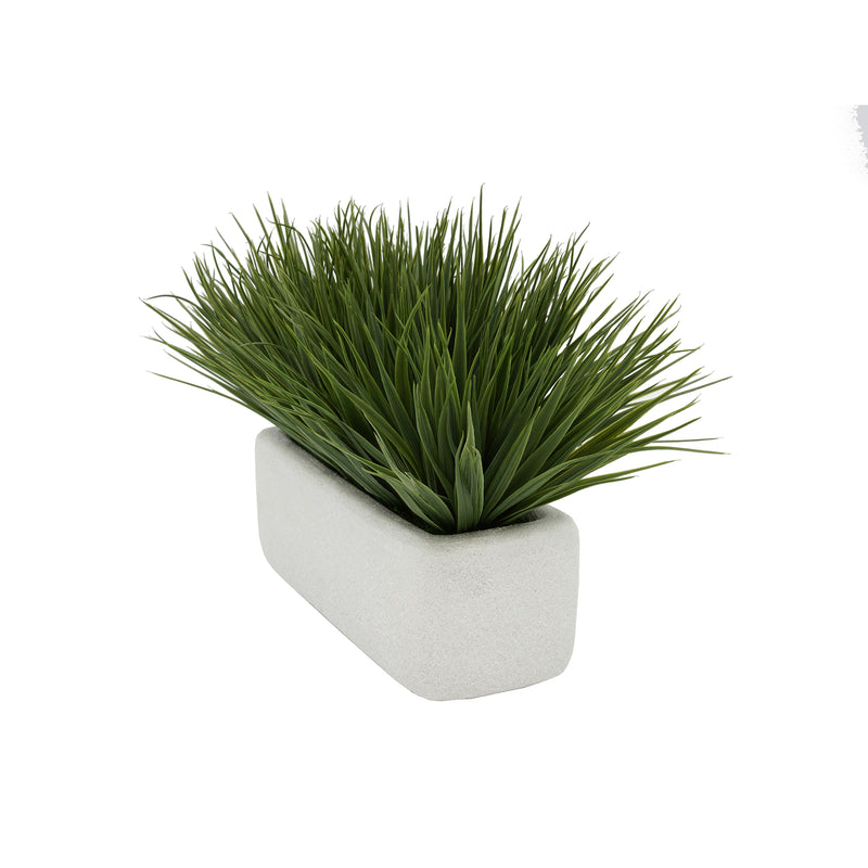 Artificial Green Farm Grass in 11" White Sandy Texture Ceramic