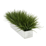 Artificial Green Farm Grass in 15" Grey Washed Wood Trough