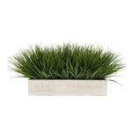 Artificial Green Farm Grass in 15" White Washed Wood Trough