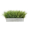 Artificial Frosted Farm Grass in 15" Grey-Washed Wood Trough with Rope Handles