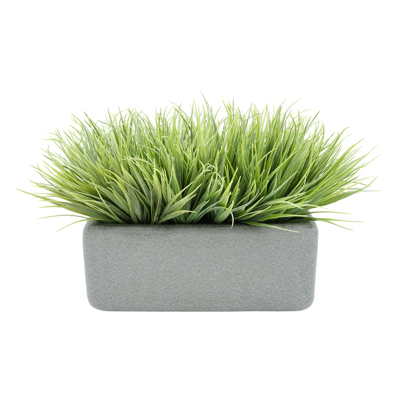 Artificial Frosted Farm Grass in 14" Sandy Grey Ceramic House of Silk Flowers®