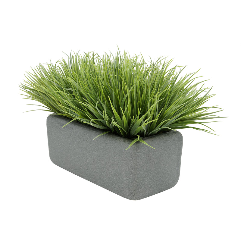 Artificial Frosted Farm Grass in 14" Sandy Grey Ceramic House of Silk Flowers®