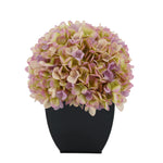 Artificial Lilac Hydrangea in Black Tapered Zinc Cube House of Silk Flowers®