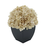 Artificial Antique Ecru Hydrangea in Black Tapered Zinc Cube House of Silk Flowers®