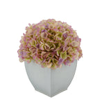 Artificial Hydrangea in Cream Tapered Zinc Cube Lilac