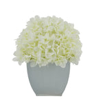 Artificial Hydrangea in Cream Tapered Zinc Cube White