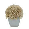 Artificial Hydrangea in Cream Tapered Zinc Cube Antique Ecru