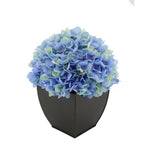 Artificial Hydrangea in Matte Brown Tapered Zinc Cube Blue