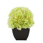 Artificial Hydrangea in Matte Brown Tapered Zinc Cube green