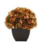 Artificial Hydrangea in Matte Brown Tapered Zinc Cube coffee