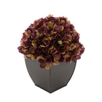 Artificial Hydrangea in Matte Brown Tapered Zinc Cube plum