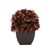 Artificial Hydrangea in Matte Brown Tapered Zinc Cube plum