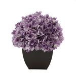 Artificial Hydrangea in Matte Brown Tapered Zinc Cube lavender