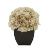 Artificial Hydrangea in Matte Brown Tapered Zinc Cube antique ecru