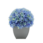 Artificial Hydrangea in Silver Tapered Zinc Cube blue