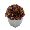 Artificial Hydrangea in Silver Tapered Zinc Cube plum