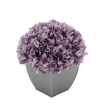 Artificial Hydrangea in Silver Tapered Zinc Cube lavender